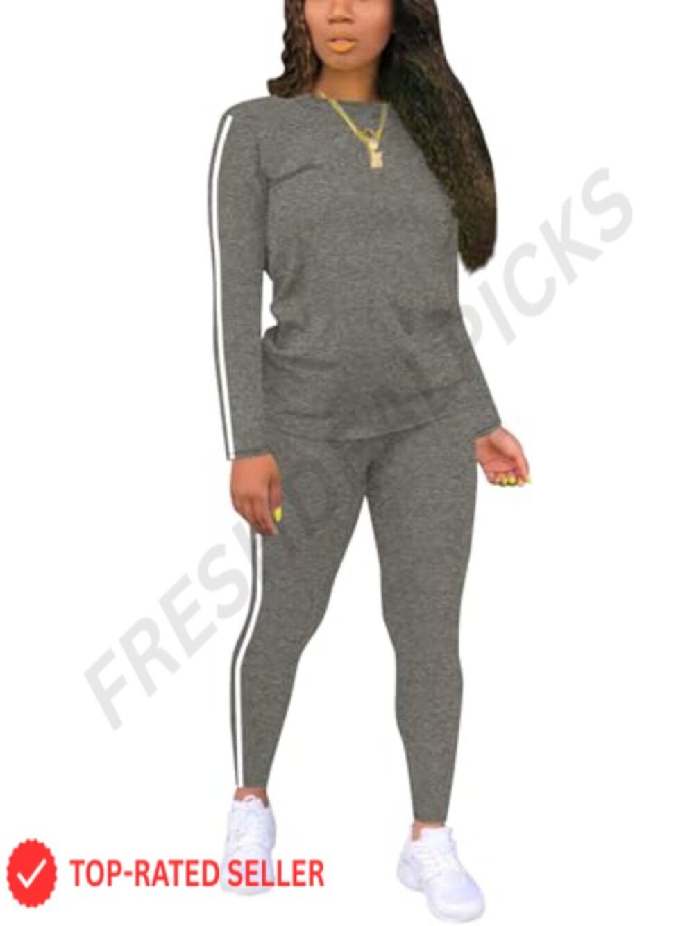 Women Two Piece Striped Pullover Sweatpants Sports Set